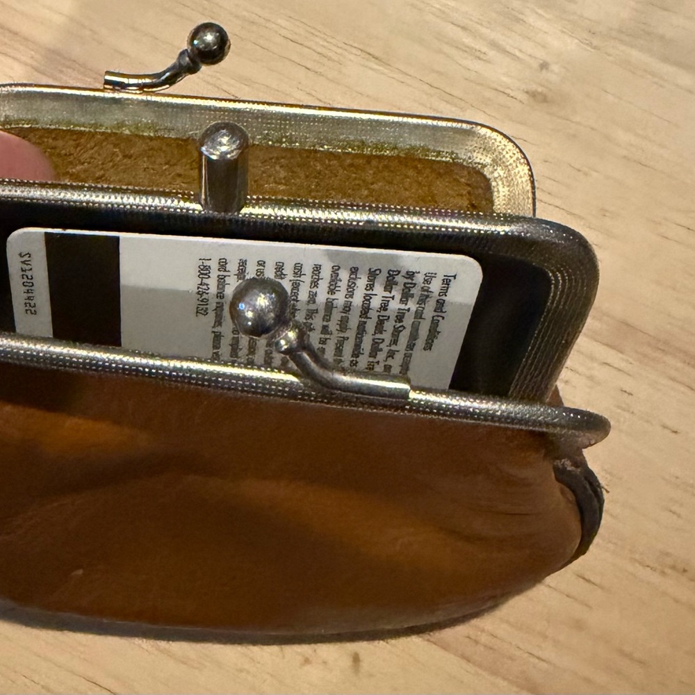 Genuine Calf Vintage Brown Leather Coin Purse with double kiss clasp - Picture 3 of 4